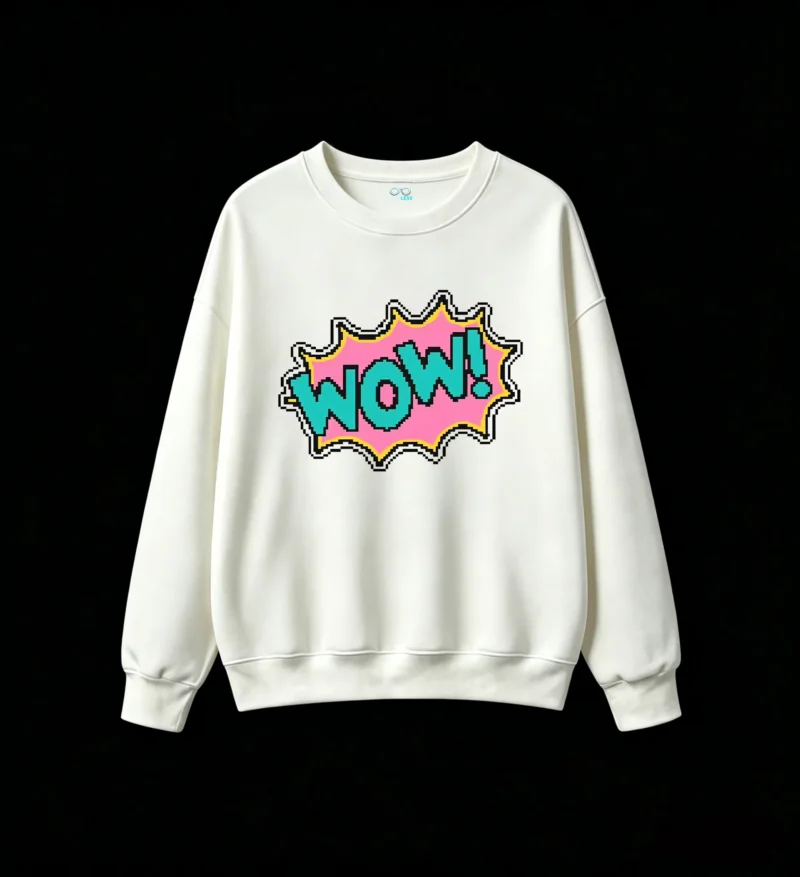 主图_2 Buzo cuello redondo Algodón Estampado Wow Pop Art Diseño Retro Calidad