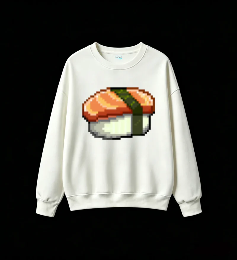 Buzo cuello redondo Algodón Estampado Sushi Pixel Art Diseño Gamer Casual