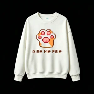 主图_2 Buzo cuello redondo Algodón Estampada Pixel Art Give Me Five Casual