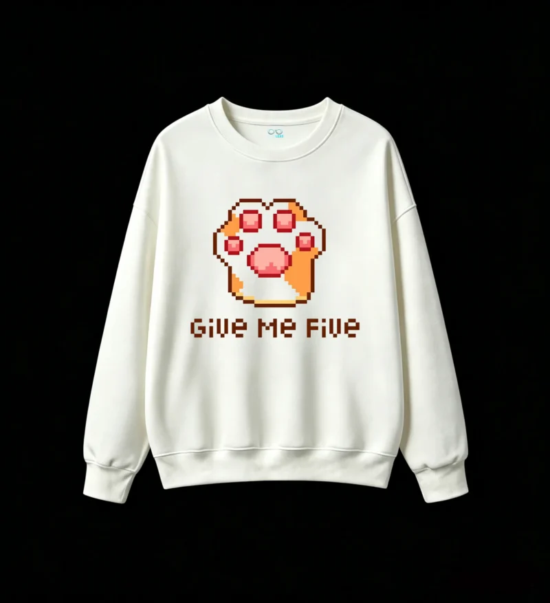 Buzo cuello redondo Algodón Estampada Pixel Art Give Me Five Casual