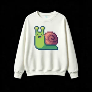 主图_2 Buzo cuello redondo Algodón Estampado Pixel Art Caracol Kawaii Casual