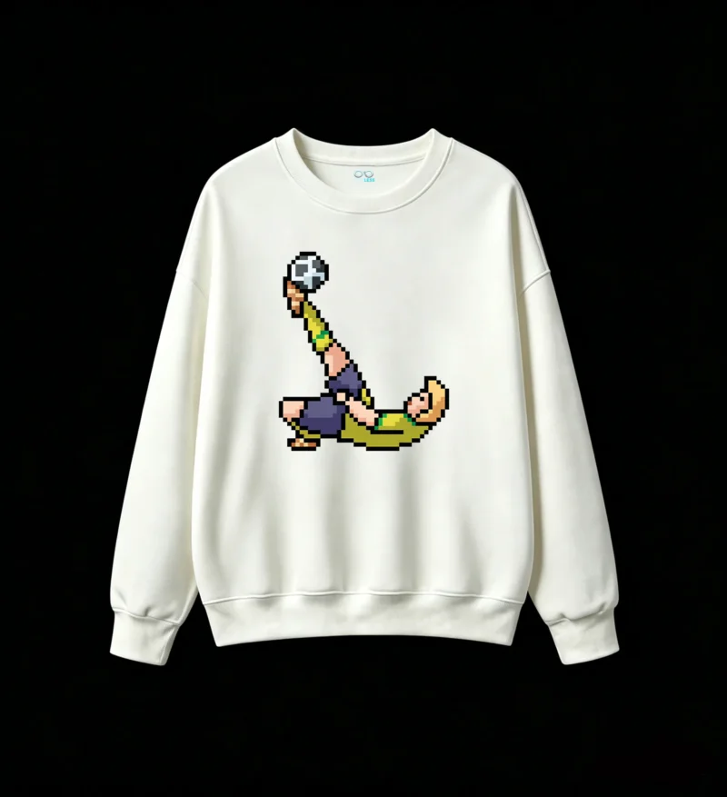 主图_2 Buzo cuello redondo Algodón Pixel Art Futbol Estampado Premium Calidad