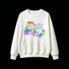 Buzo cuello redondo Algodón Estampado Pixel Art Arcoíris Retro Premium