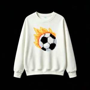 Buzo cuello redondo Algodón Estampado Pixel Art Fuego Urbano Premium