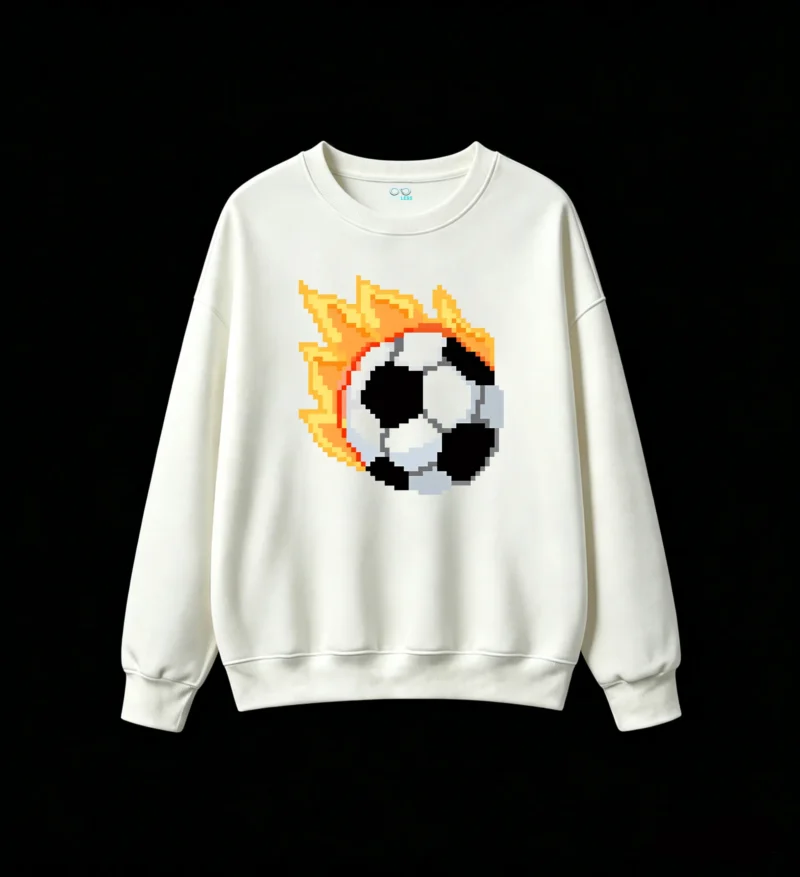 Buzo cuello redondo Algodón Estampado Pixel Art Fuego Urbano Premium