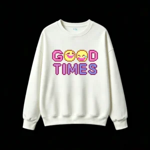 主图_2 Buzo cuello redondo Algodón Estampado Good Times Pixel Art Urbano Casual