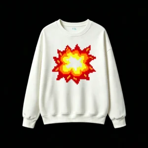 主图_2 Buzo cuello redondo Algodón Estampado Pixel Art Explosión Diseño Urbano
