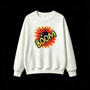 主图_2 Buzo cuello redondo Algodón Estampado Boom Comic Retro Casual Urbana
