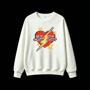 主图_2 Buzo cuello redondo Algodón Estampado Corazón Rayo Diseño Urbano Trendy