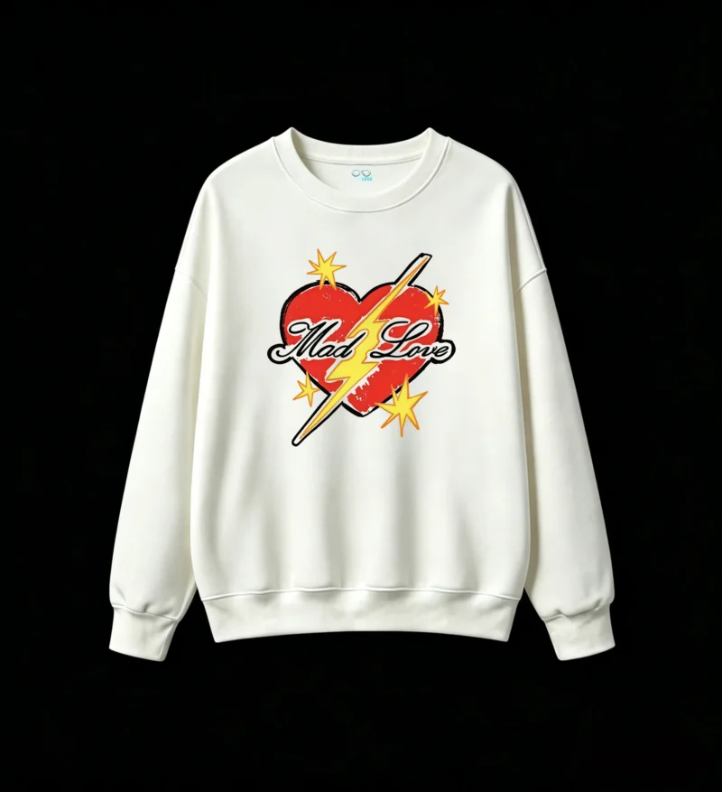 主图_2 Buzo cuello redondo Algodón Estampado Corazón Rayo Diseño Urbano Trendy
