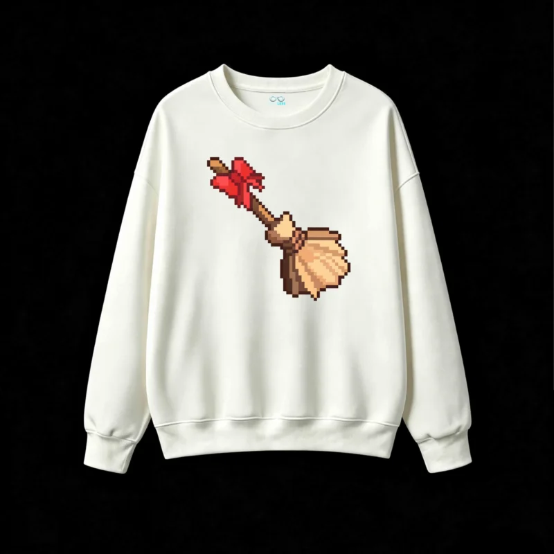 Buzo cuello redondo Algodón Estampa Escoba Pixel Art Diseño Original