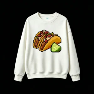 Buzo cuello redondo Algodón Estampado Tacos Pixel Art Diseño Original