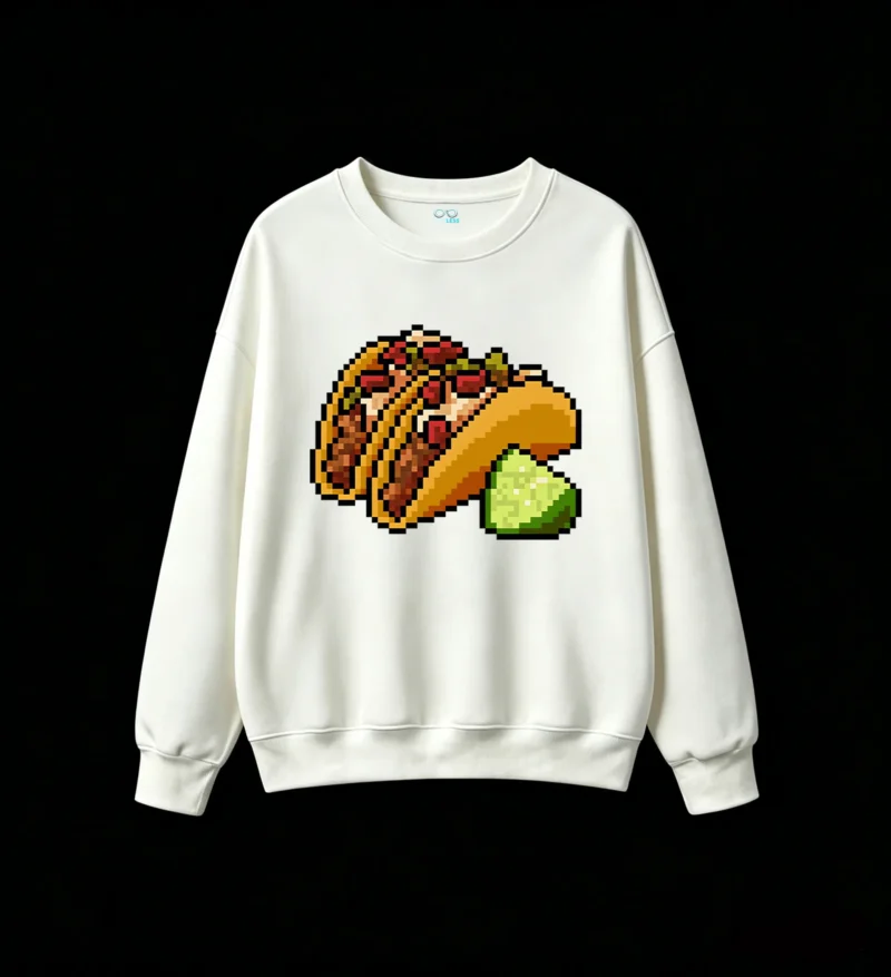 Buzo cuello redondo Algodón Estampado Tacos Pixel Art Diseño Original