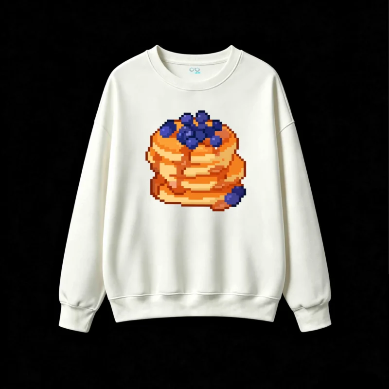 主图_2 Buzo cuello redondo Algodón Pancakes Arándanos Pixel Art Premium Suave