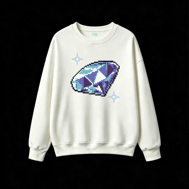 Buzo cuello redondo Algodón Estampado Pixel Art Diamante Retro Urbano
