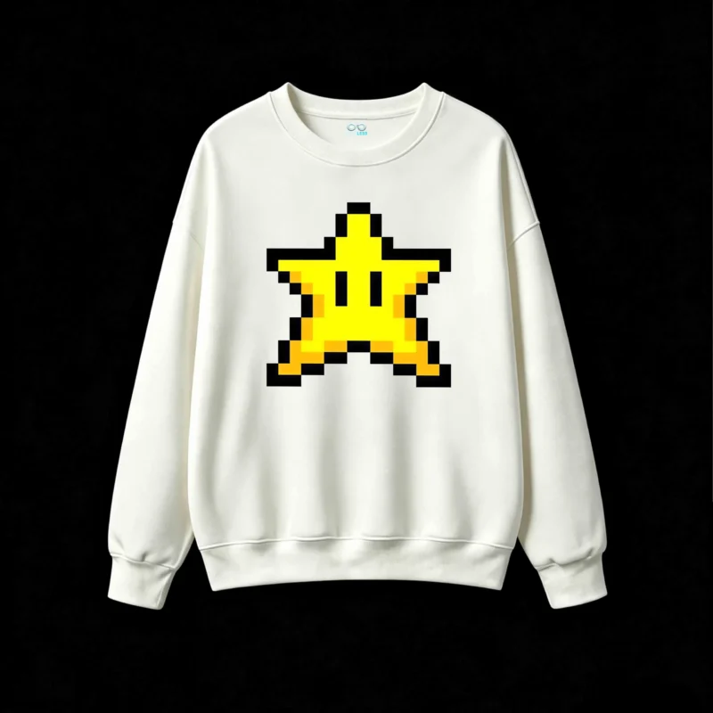 Buzo cuello redondo Algodón Estampado Pixel Art Gamer Diseño Retro Calidad