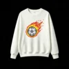 Buzo cuello redondo Algodón Estampa Pelota Pixel Art Diseño Fuego Premium