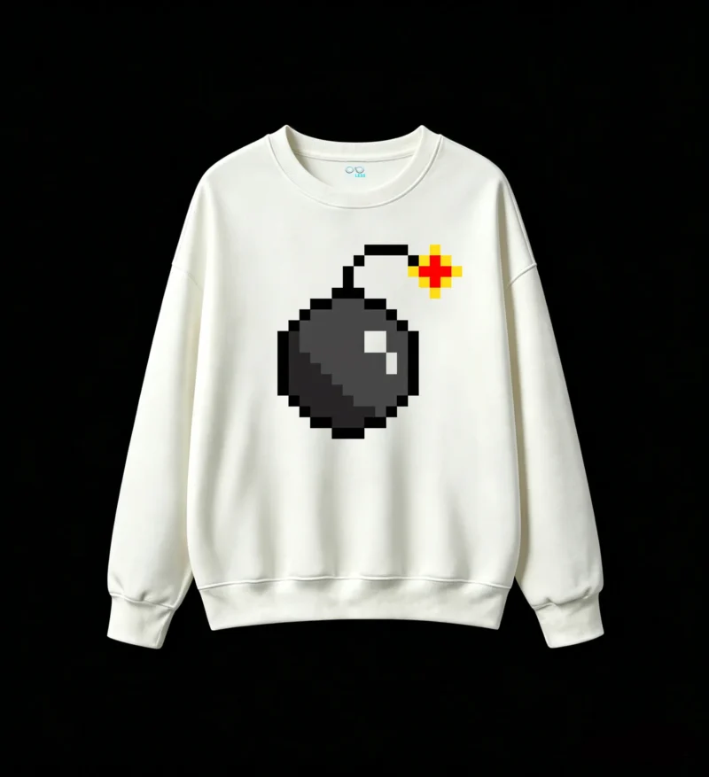 Buzo cuello redondo Algodón Pixel Bomb Estilo Gamer Premium