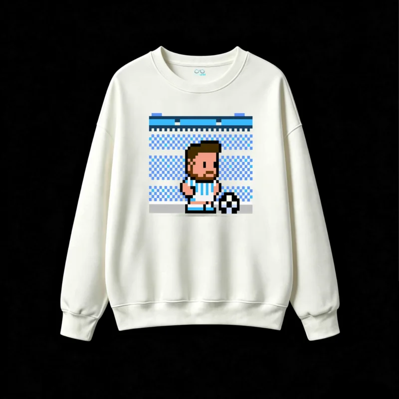 主图_2 Buzo cuello redondo Algodón Pixel Art Futbol Selección Argentina Premium