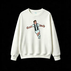Buzo cuello redondo Algodón Estampado Pixel Art Futbol Retro Premium