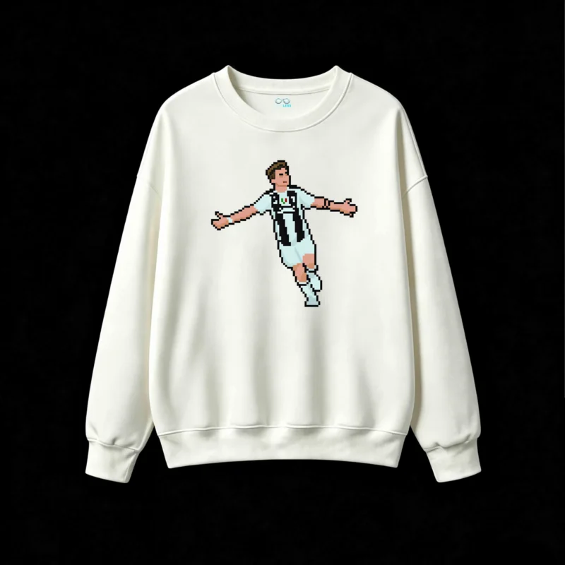 Buzo cuello redondo Algodón Estampado Pixel Art Futbol Retro Premium