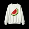 Buzo cuello redondo Algodón Estampado Sandía Pixel Art Casual Verano