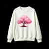Buzo cuello redondo Algodón Estampado Árbol Sakura Pixel Art Premium