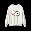Buzo cuello redondo Algodón Estampado Vaca Pixel Art Estilo Kawaii Trend
