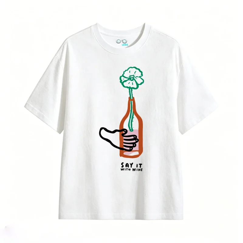 主图_2 Remera Algodón Estampada Diseño Botella Floral Minimalista