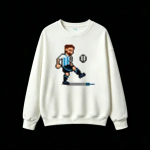 Buzo cuello redondo Algodón Estampado Pixel Art Fútbol Selección Premium