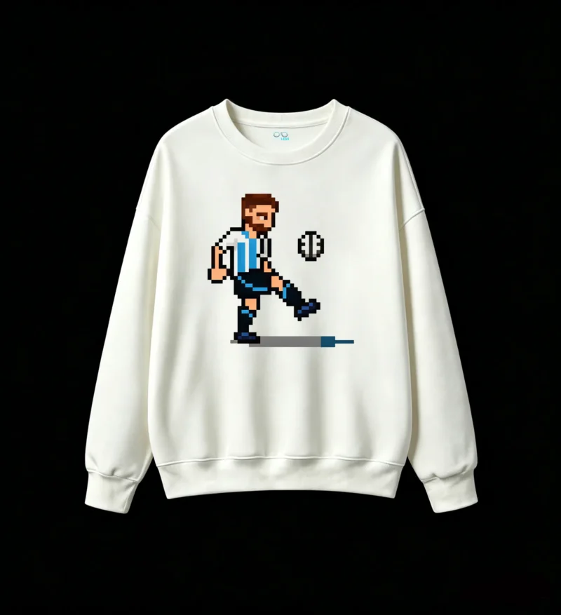 Buzo cuello redondo Algodón Estampado Pixel Art Fútbol Selección Premium