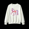Buzo cuello redondo Algodón Estampado Caballo Pixel Art Estilo Y2K Moda