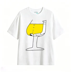 主图_2 Remera Algodón Estampada Copa Vino Diseño Minimalista Premium