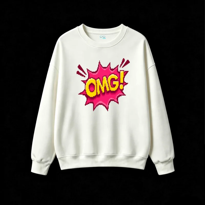 Buzo cuello redondo Algodón Estampado Omg Pixel Art Diseño Pop Premium