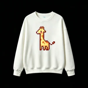 主图_2 Buzo cuello redondo Algodón Estampado Jirafa Pixel Art Casual Premium