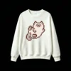 Buzo cuello redondo Algodón Estampado Gato Pixel Art Kawaii Diseño Casual