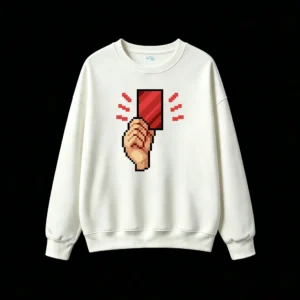 Buzo cuello redondo Algodón Estampado Pixel Art Tarjeta Roja Premium