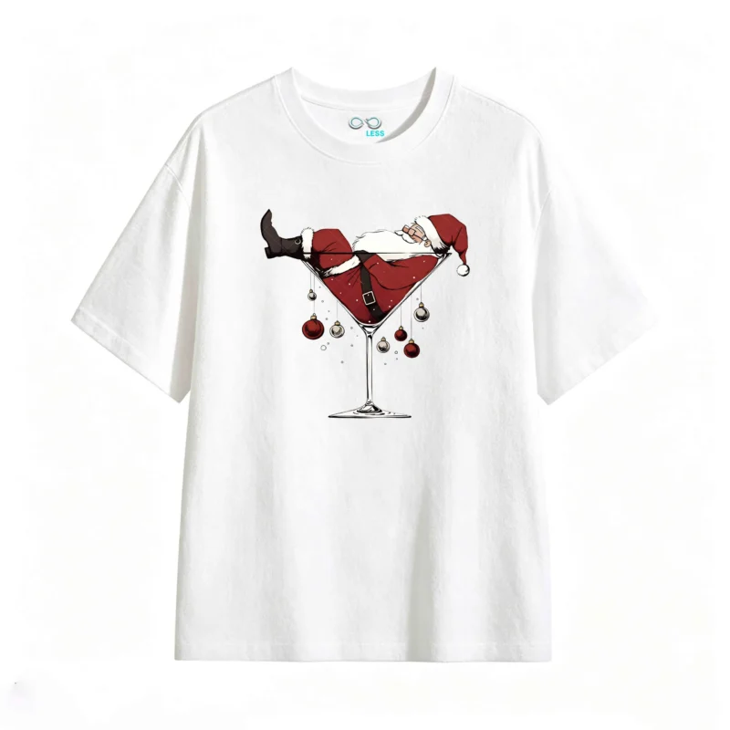 主图_2 Remera Algodón Estampada Santa Copa Navidad Fiesta Premium