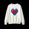 Buzo cuello redondo Algodón Estampado Corazón Pixel Retro Casual Premium