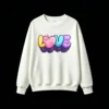Buzo cuello redondo Algodón Estampado Love Pixel Art Diseño Y2K Casual