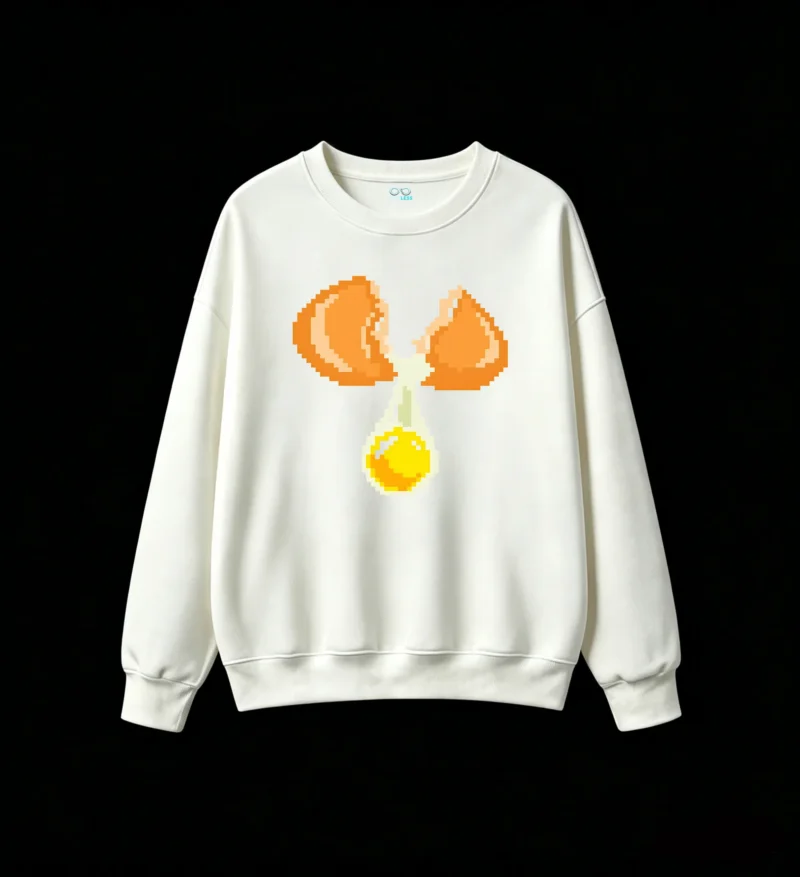 Buzo cuello redondo Algodón Estampado Pixel Art Huevo Diseño Casual Premium