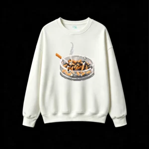 主图_2 Buzo cuello redondo Algodón Estampado Pixel Art Diseño Cenicero Premium