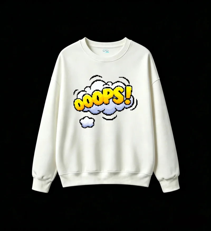 主图_2 Buzo cuello redondo Algodón Diseño Pixel Art Ooops Estilo Retro Urbano