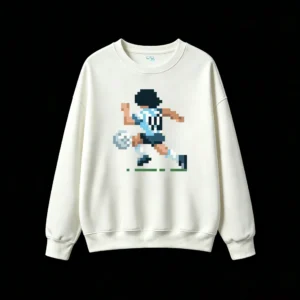 Buzo cuello redondo Algodón Estampado Pixel Art Fútbol Selección Premium