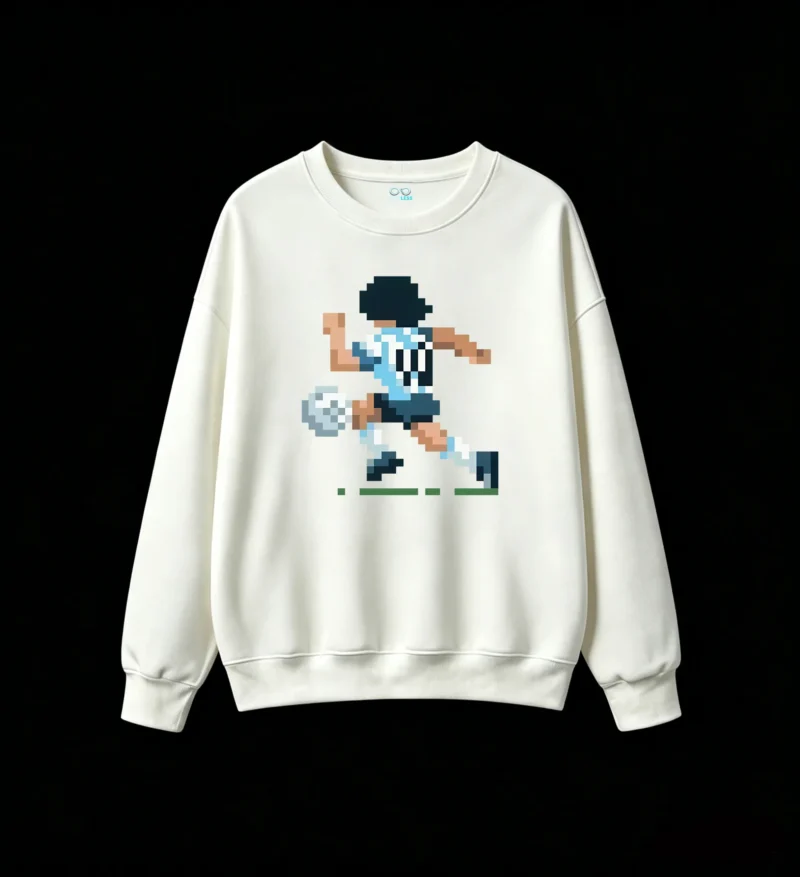 Buzo cuello redondo Algodón Estampado Pixel Art Fútbol Selección Premium