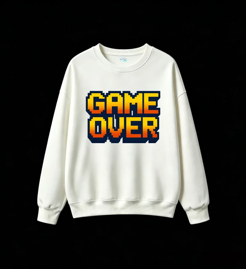 Buzo cuello redondo Algodón Estampada Game Over Diseño Retro Gamer
