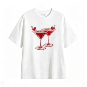 Remera Algodón Estampado Cóctel Corazón Love Casual Premium