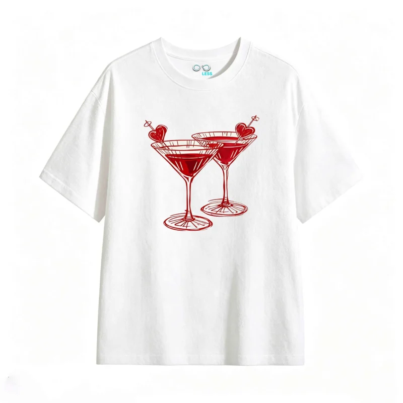 主图_2 Remera Algodón Estampado Cóctel Corazón Love Casual Premium