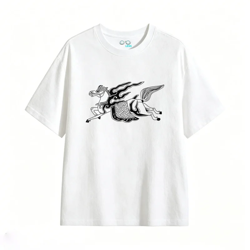主图_2 Remera Algodón Estampado Caballo Fuego Diseño Oversize