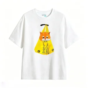 主图_2 Remera Algodón Estampado Gato Kawaii Diseño Urbano Premium